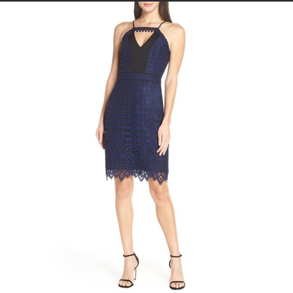 New Harlyn Chiffon Lace a halter Dress Large - Picture 1 of 12